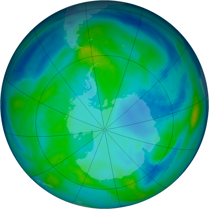 Antarctic ozone map for 05 May 1999